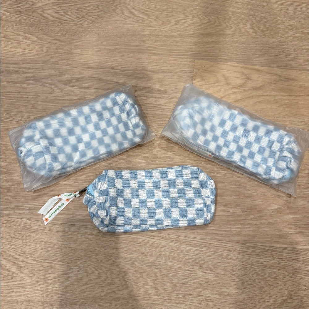 Blue and White Checkered Pouches